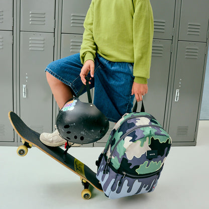 Kane Kids Double Pocket Backpack Printed Canvas Camo Drip | State Bags Premium